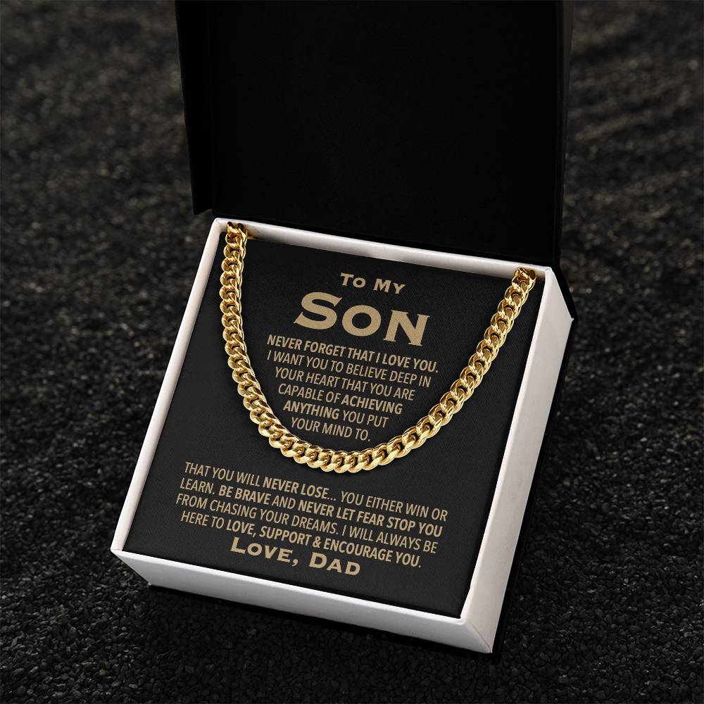 To My Son Love Dad Chain Necklace Cuban Link Chain