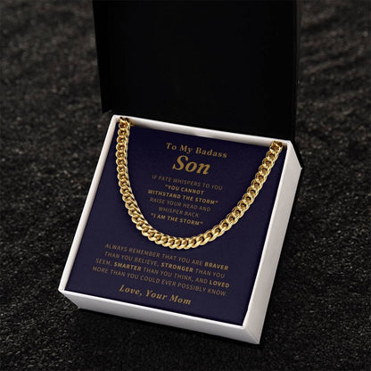 To My Badass Son Necklace To Son From Mom Son Birthday Gift Christmas Gift Necklace For Boy Cuban Link Chain
