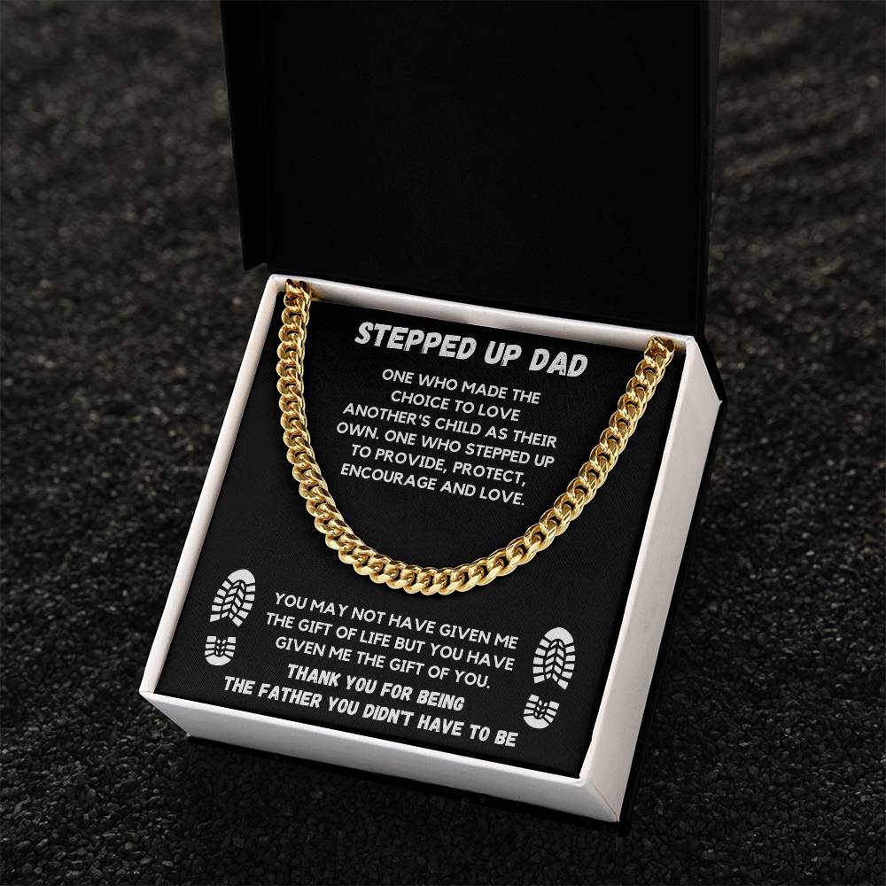 Stepped Up Dad Chain Gift Set Cuban Link Chain