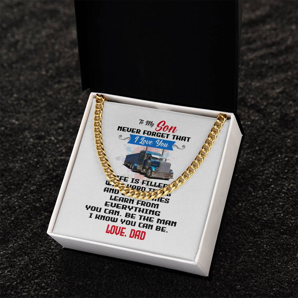 Never Forget I Love You Cuban Link Chain Necklace Gift For Son