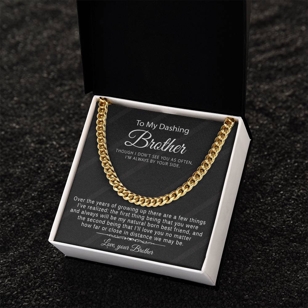 Special Gift For Brother From Brother - Cuban Link Chain Necklace With Message