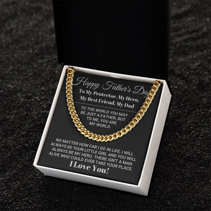 My Dad My World Father's Day Gift Cuban Link Chain