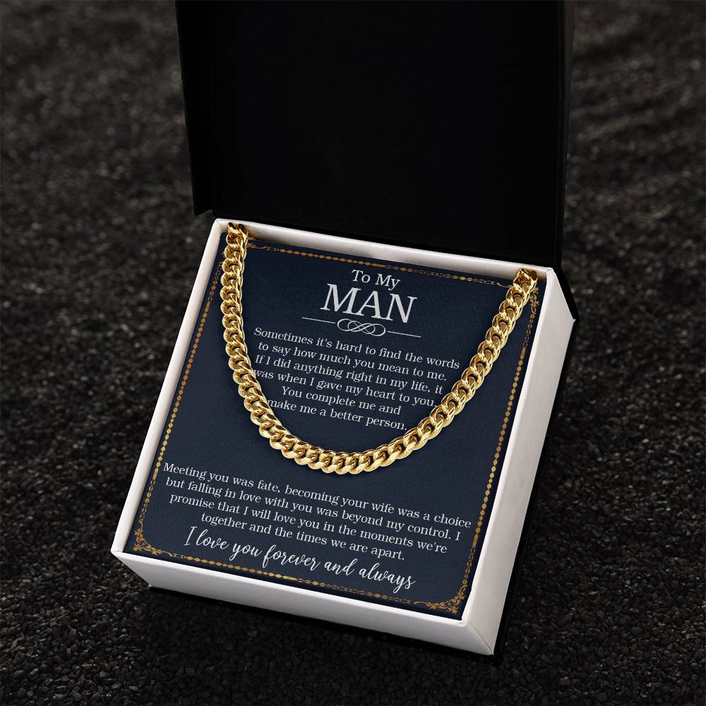 To My Man Cuban Chain Necklace Husband Necklace Gift For Him Cuban Link Chain