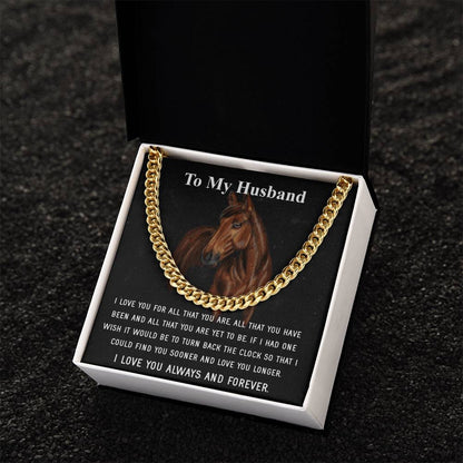 Husband Fathers Day Gift Silver Cuban Link Chain For Men Husband Birthday Gift Anniversary Gift For Horse Lover Cowboy