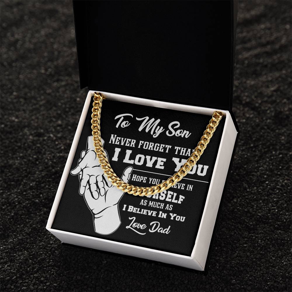 Gift For Son Never Forget That I Love You Cross Necklace Cuban Link Chain