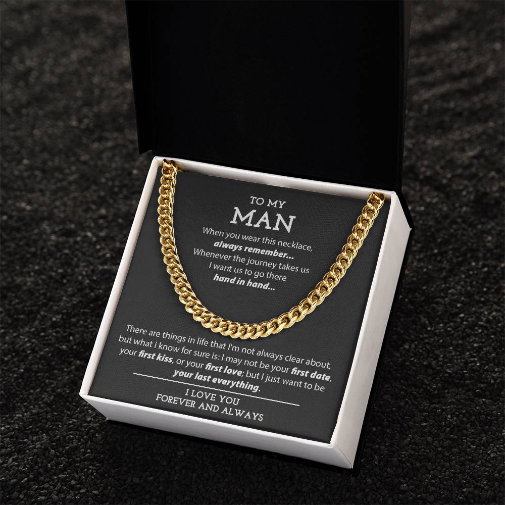 To My Man Necklace Promise Necklace For Him Anniversary Gift For Boyfriend Husband Cuban Link Chain