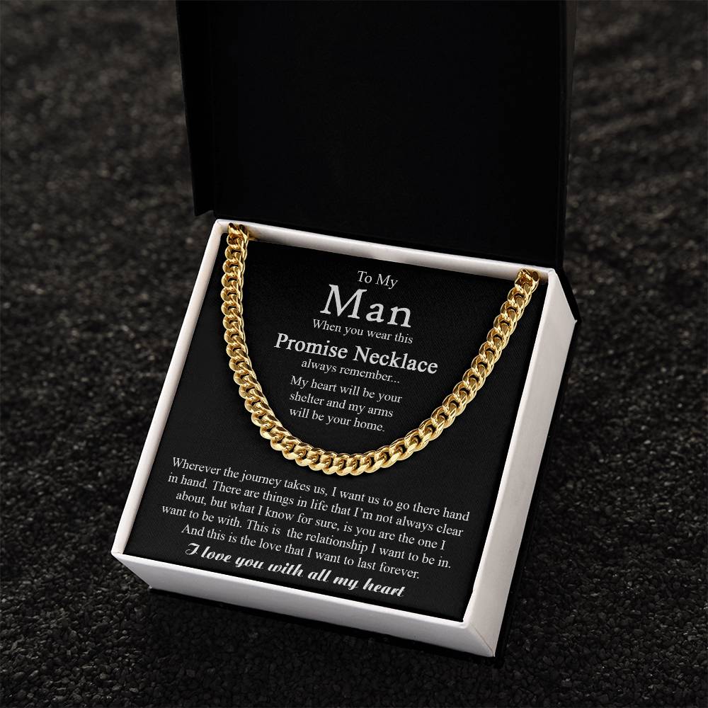 To My Man Necklace Promise Necklace Gift For Him Boyfriend Birthday Jewelry Gift Romantic Gift From Girlfriend Cuban Link Chain