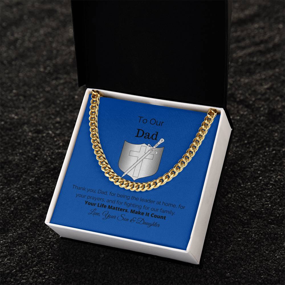 To Our Dad Gift For Him Cuban Link Chain Necklace Cuban Chain Necklace Stainless Steel 14K Yellow Gold Christmas Gift