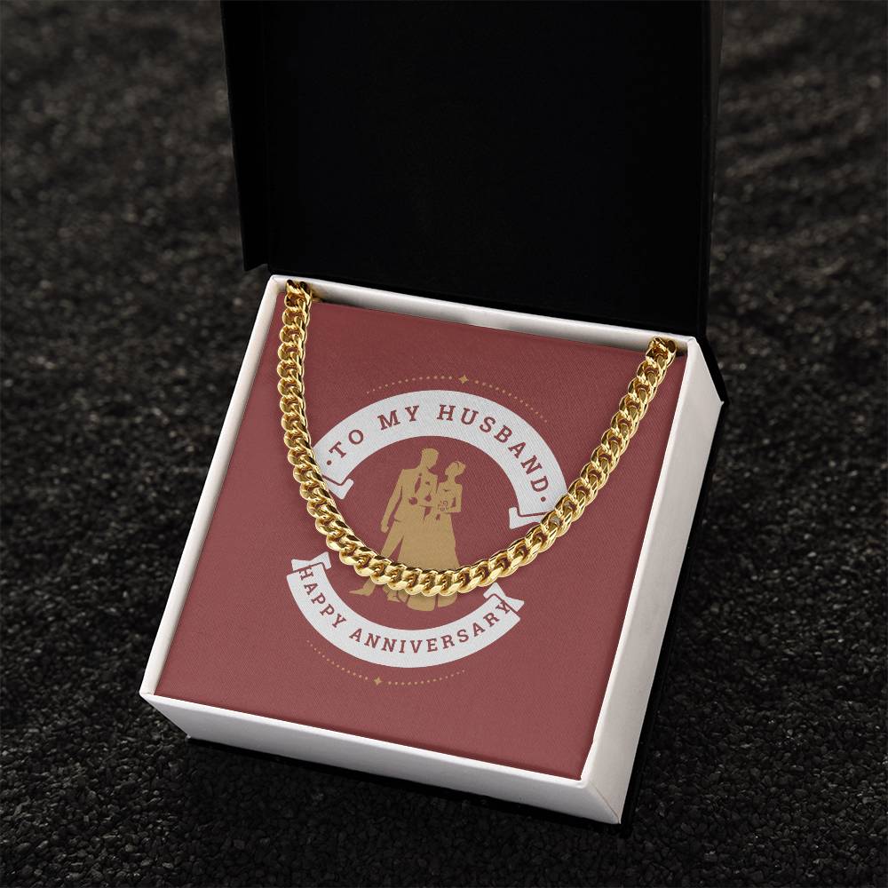 To My Husband - Anniversary Chain Cuban Link Chain