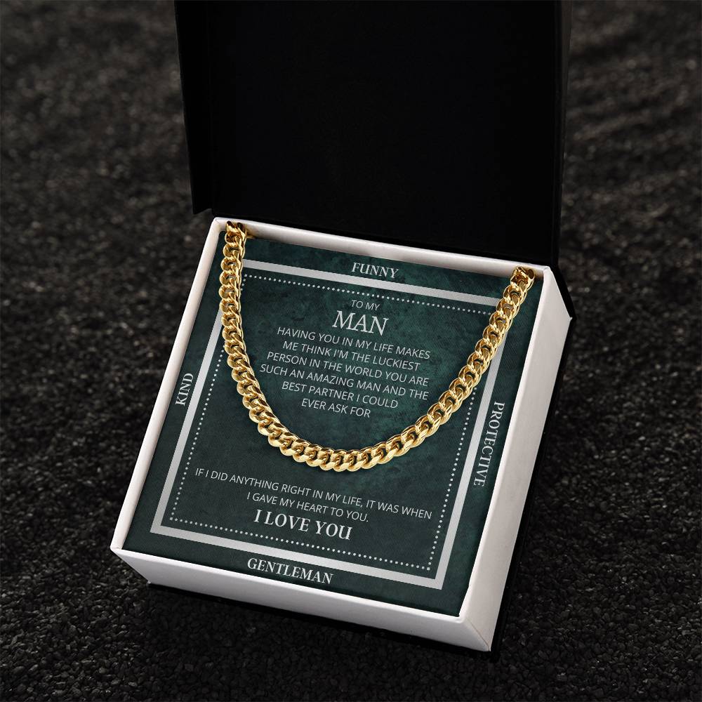 I Gave My Heart To You Cuban Link Chain Necklace Emerald Edition
