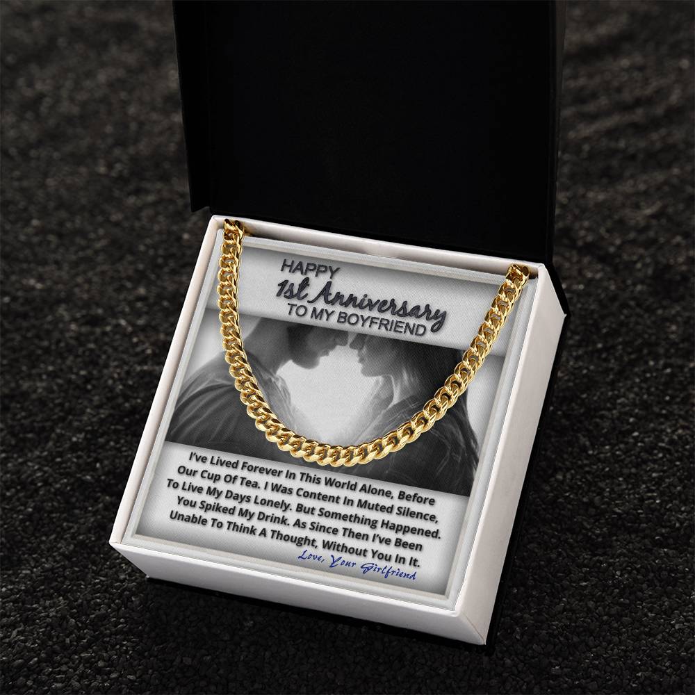 One Year Anniversary Gifts For Boyfriend Link Chain Necklace In Stainless Steel Or 14K Gold Finish Cuban Link Chain