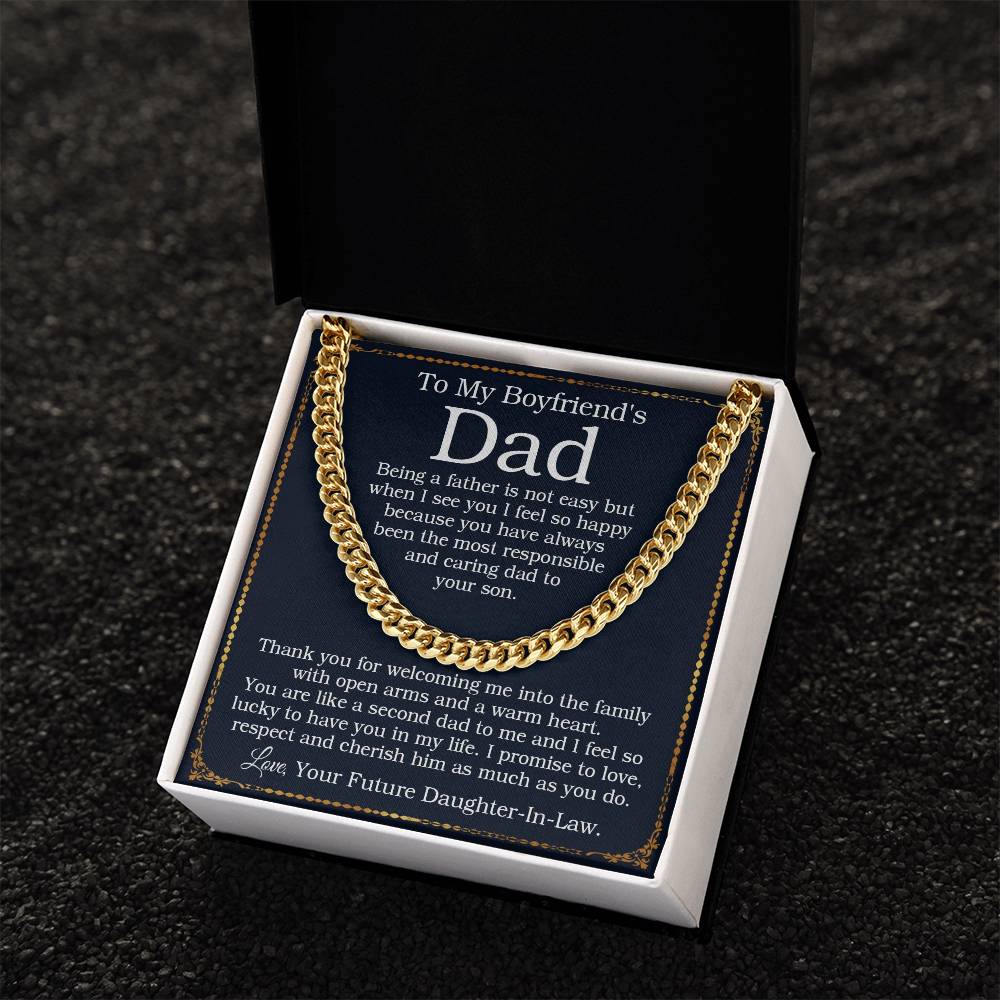 To My Boyfriend's Dad Cuban Chain Necklace Birthday Gift For Boyfriends Dad Fathers Day Christmas Gift Cuban Link Chain