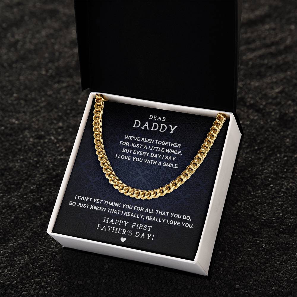 Dear Daddy - First Father's Day Necklace Cuban Link Chain