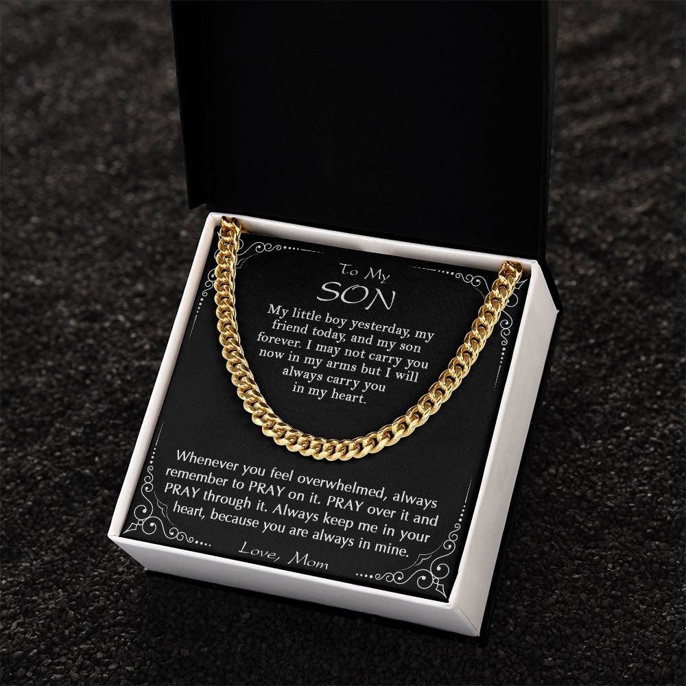 To My Son - Pray Through It Gift For Son Religious Gift From Mom To Son Son's Birthday Christmas Gift Cuban Link Chain