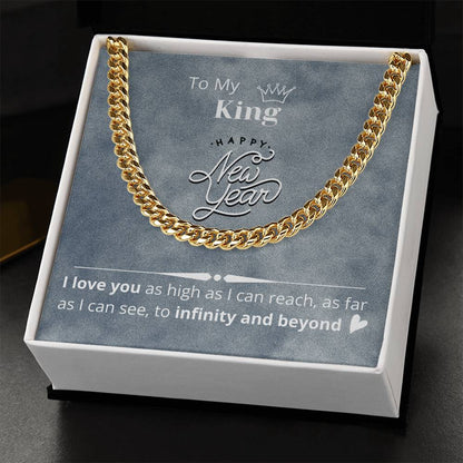 Necklace Gift For Boyfriend Husband  Happy New Year Gift Message Card Cuban Link Chain