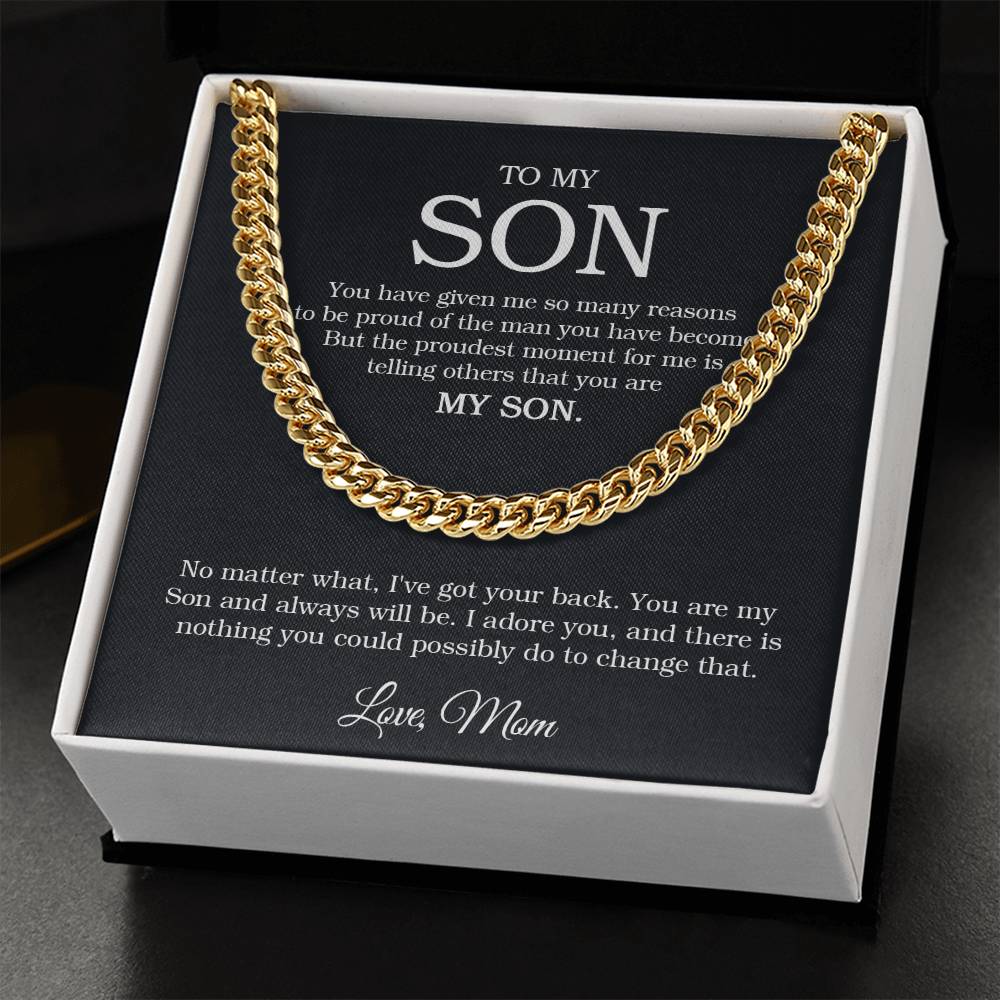 To My Son Chain Necklace Sentimental Gift From Mom Son Birthday Gift Cuban Link Chain