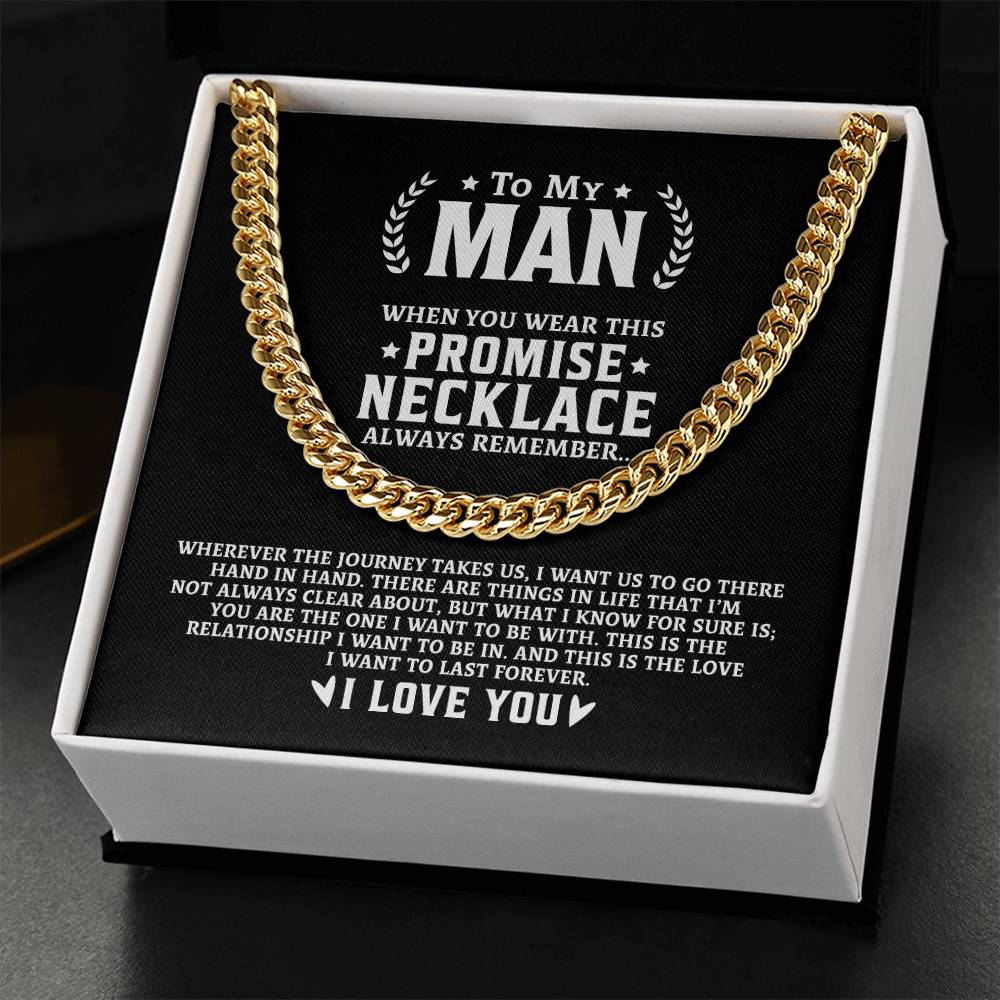 To My Man Chain Necklace Promise Necklace For Husband Boyfriend Valentine Gift For Him Cuban Link Chain