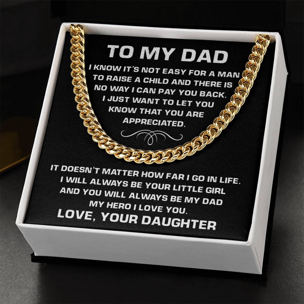 Necklace For Dad From Daughter-Best Father's Day Gift For Dad-Chain Necklace For Dad-Father's Day Jewelry Cuban Link Chain