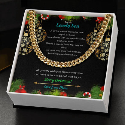 Mom To Son Christmas Cuban Link Chain Necklace