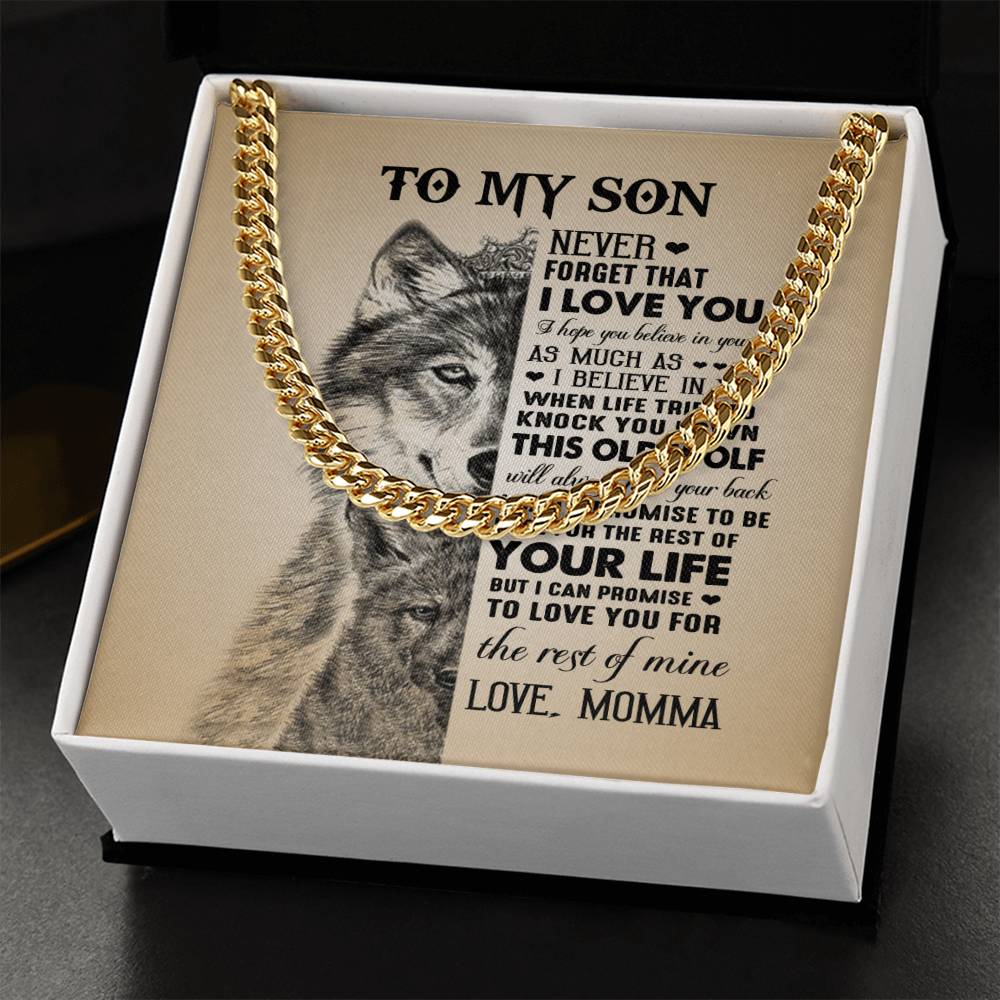 To My Son Cuban Link Chain Necklace