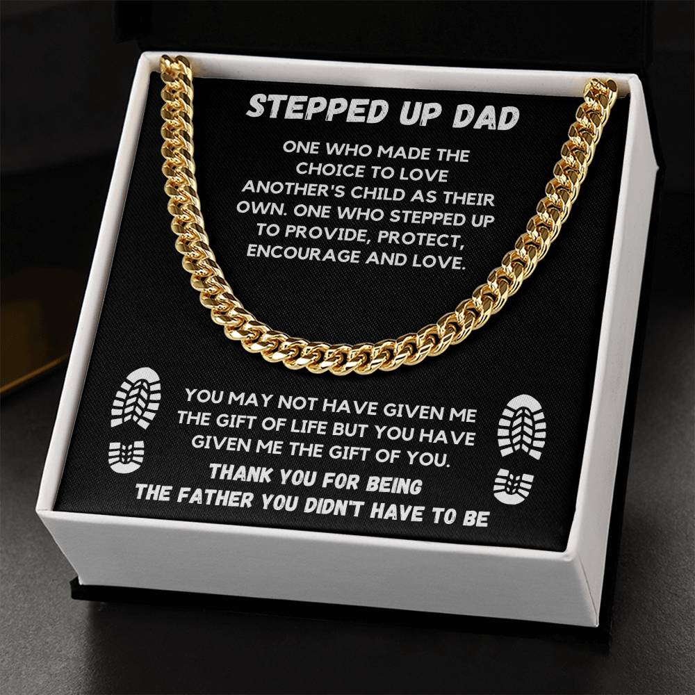 Stepped Up Dad Chain Gift Set Cuban Link Chain