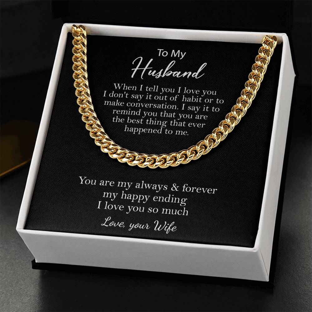To My Husband Necklace Cuban Chain Necklace For Men Husband Birthday Valentine's Day Gift Cuban Link Chain