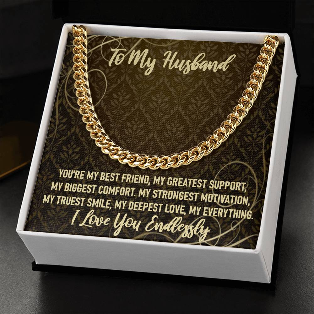 To My Husband I Love My Everything Chain Necklace Cuban Link Chain