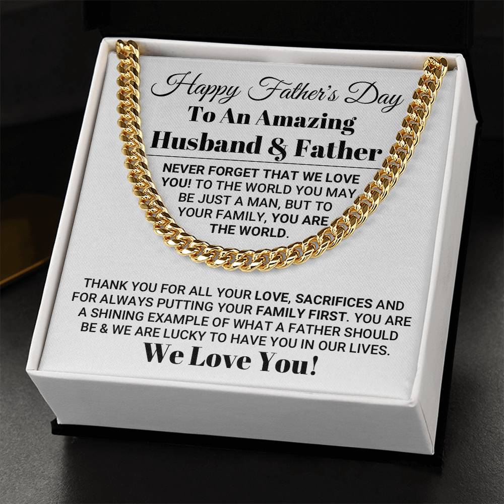 Our World Father's Day Necklace Cuban Link Chain