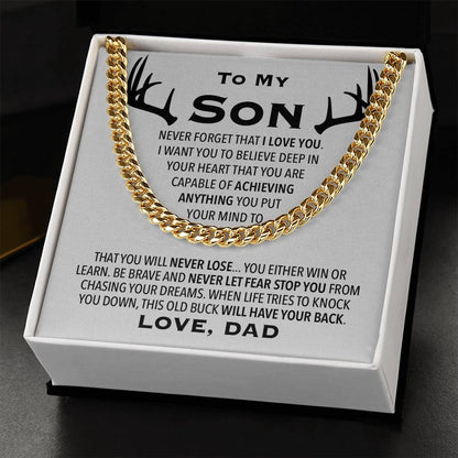 To My Son Link Chain Necklace Cuban Link Chain