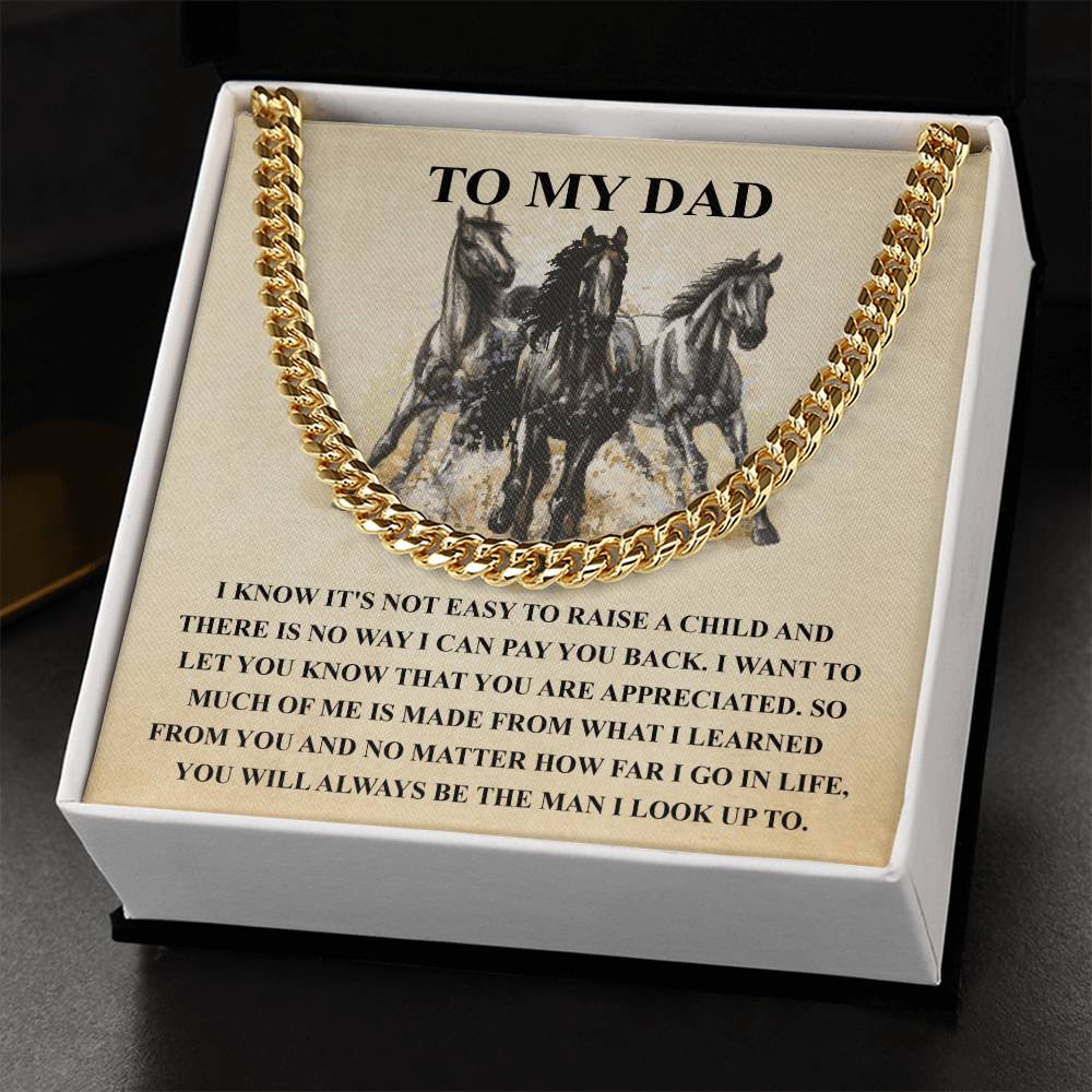 Gifts For Dad From Daughter Fathers Day Gift From Son Silver Cuban Link Chain Dad Birthday Gift For Horse Lover Father
