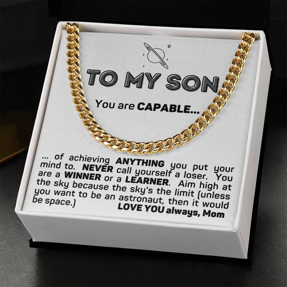 To My Son Cuban Chain Link Necklace Gift From Mom Cuban Link Chain