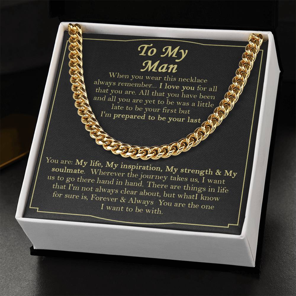 To My Man Necklace Gift For Boyfriend Boyfriend Birthday Gift Cuban Link Chain