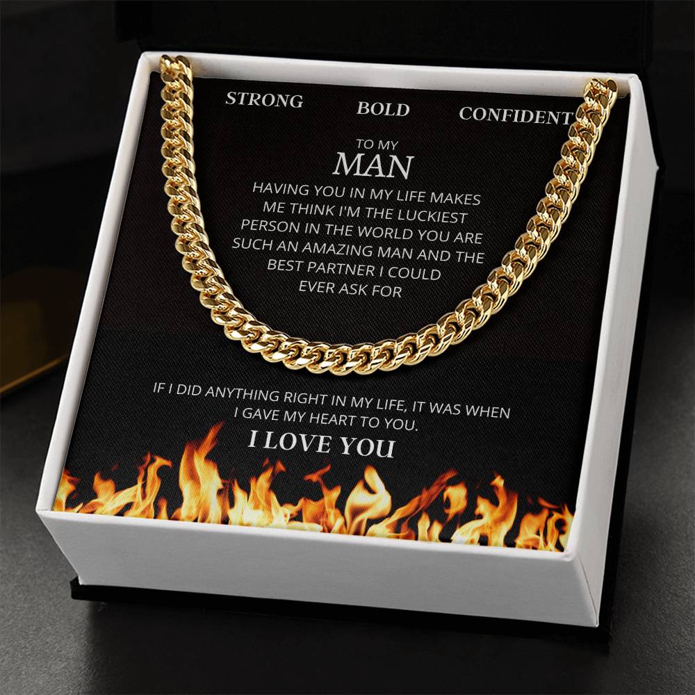 I Gave My Heart To You Cuban Link Chain Necklace Fire Edition