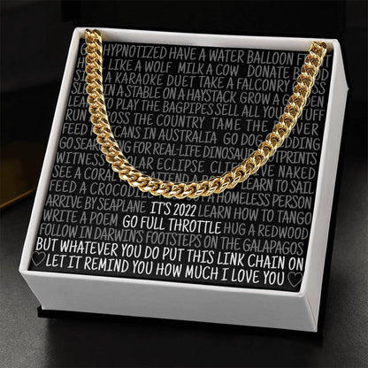 New Year Gift For Men Christmas Gift For Nephew Brother Boyfriend Husband Funny Bucket List Cuban Chain Link Cuban Link Chain