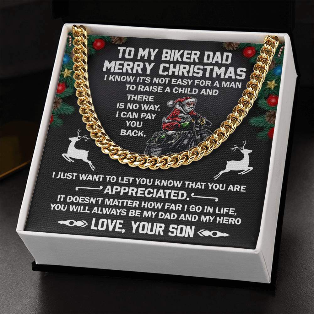 To My Biker Dad-Cuban Link Chain Necklace-Gift From Son
