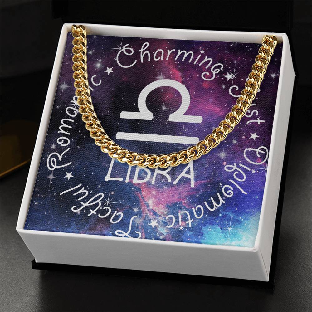 Cuban Link Chain Necklace - Libra Theme