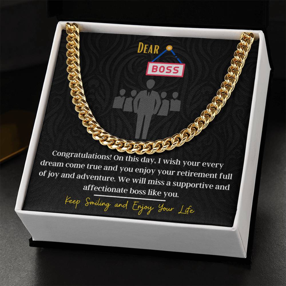 Retirement Gifts For Boss Cuban Link Chain Necklace Retirement Wishes And Gift For Boss