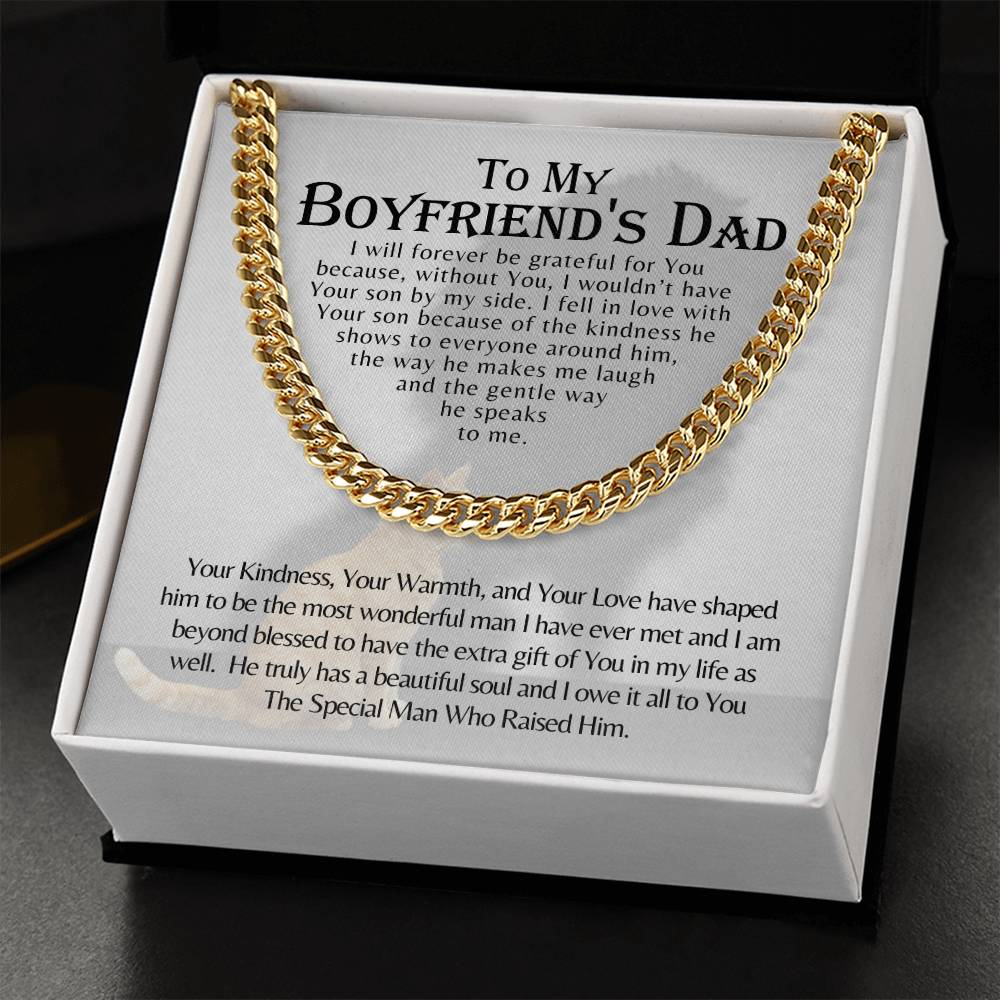 To My Boyfriends Dad Father Gift Cuban Link Chain Necklace For Christmas Birthday Just Because Fathers Day Present Sto