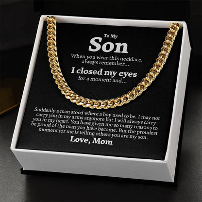 To My Son Chain Necklace Gift For Son From Mom Mother To Son Jewelry Gift Son Birthday Graduation Gift Cuban Link Chain