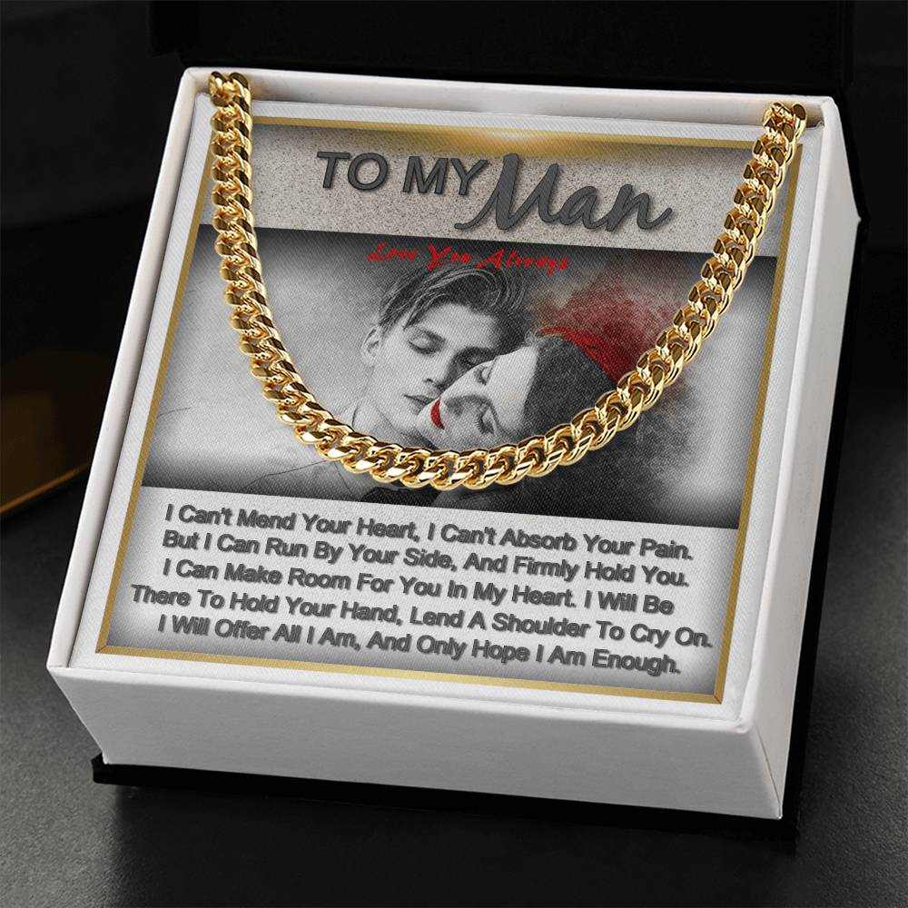 To My Man Gift For Him Romantic Birthday Gifts For Him Personalized Gift Link Chain Necklace Jewelry For Anniversary Cuban Link Chain