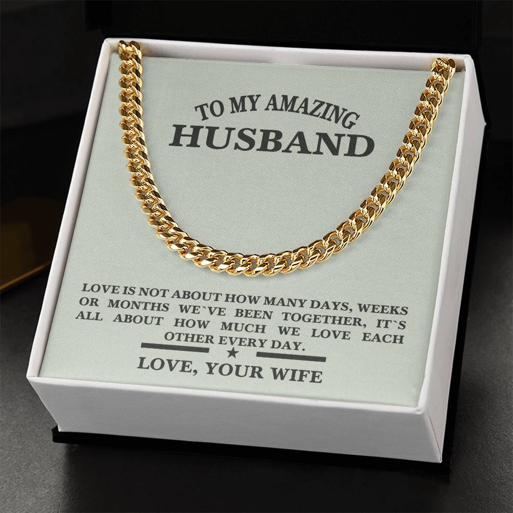 Stainless Steel Husband Birthday Husband Anniversary Cuban Link Chain Message Necklace For Husband Message Card Jewelr