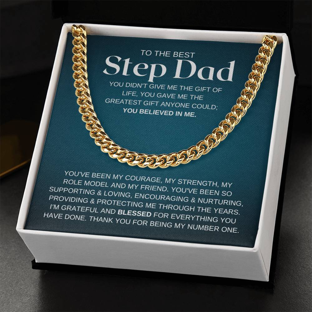 To My Step Dad Cuban Chain Necklace Gift For Step Dad Fathers Day Gift Stepdad Birthday Gift Cuban Link Chain