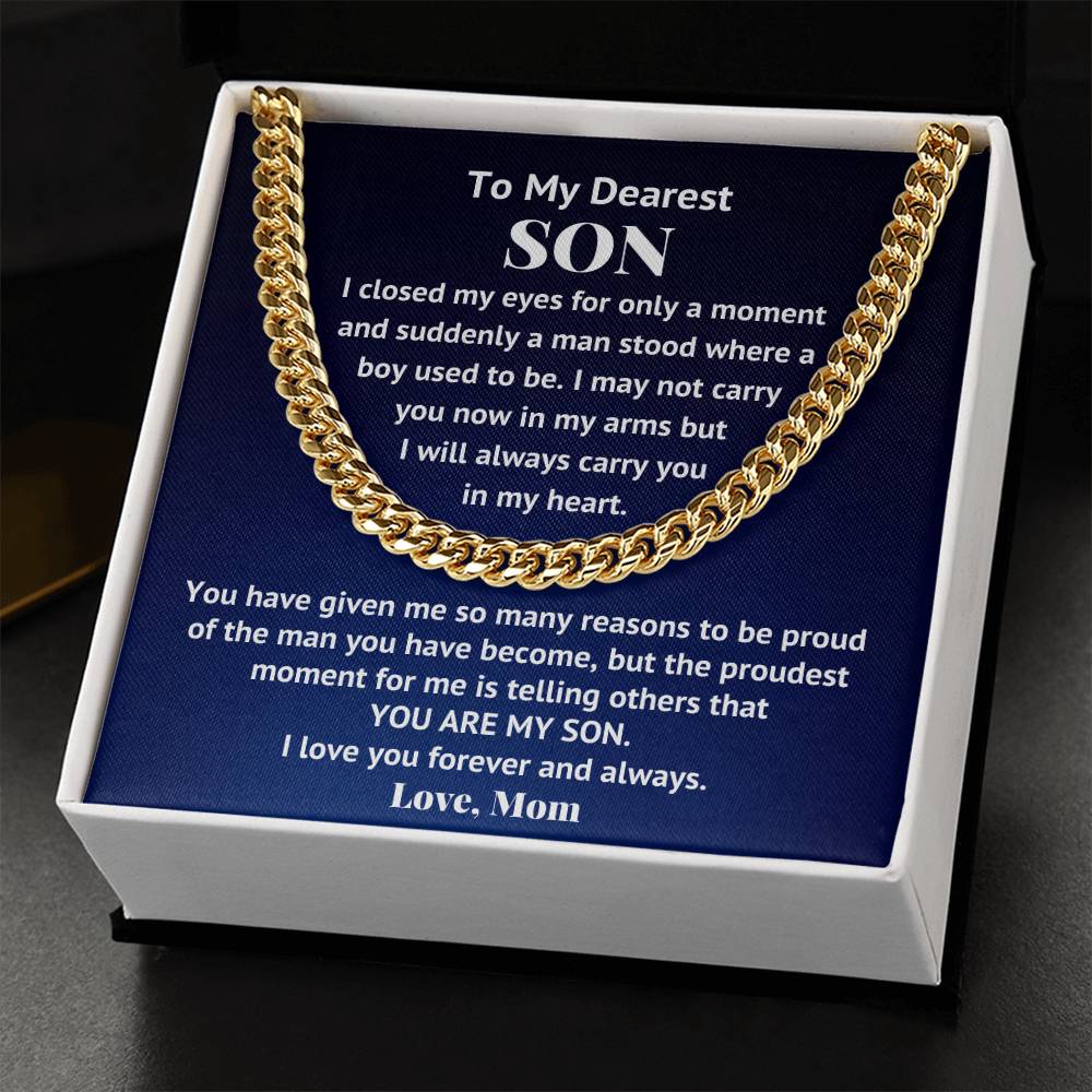 To My Son Necklace Son Gifts From Mom Son Cuban Chain Necklace Mother To Son Gifts Gifts For Son Birthday Cuban Link Chain