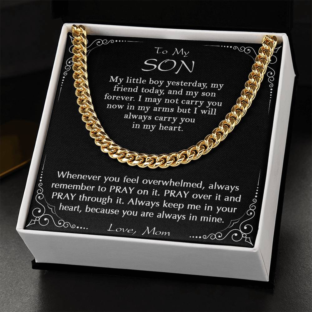 To My Son - Pray Through It Gift For Son Religious Gift From Mom To Son Son's Birthday Christmas Gift Cuban Link Chain