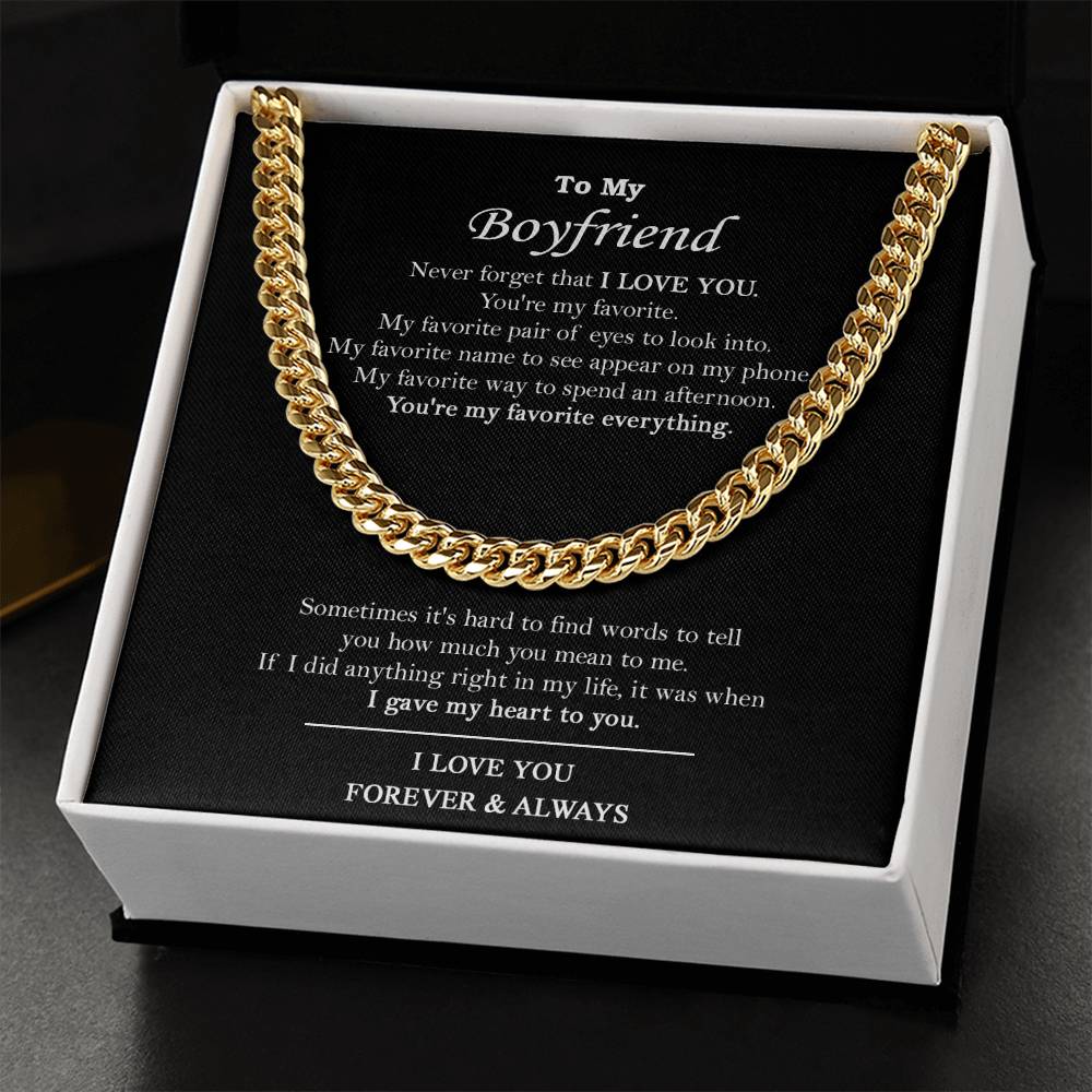 To My Boyfriend Chain Necklace Boyfriend Birthday Valentine's Day Gift Romantic Gift For Boyfriend Anniversary Gift Fo Cuban Link Chain