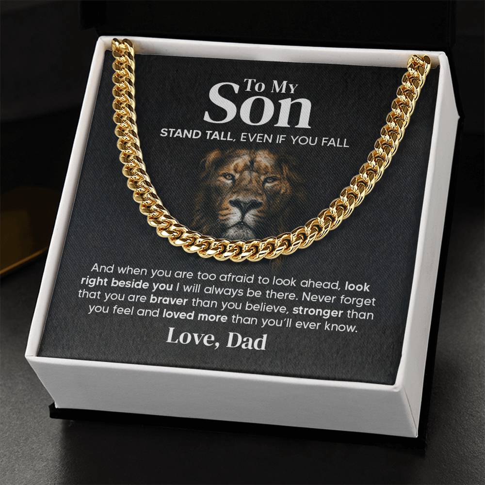 Gift For Son Stand Tall From Dad Cuban Link Chain Necklace