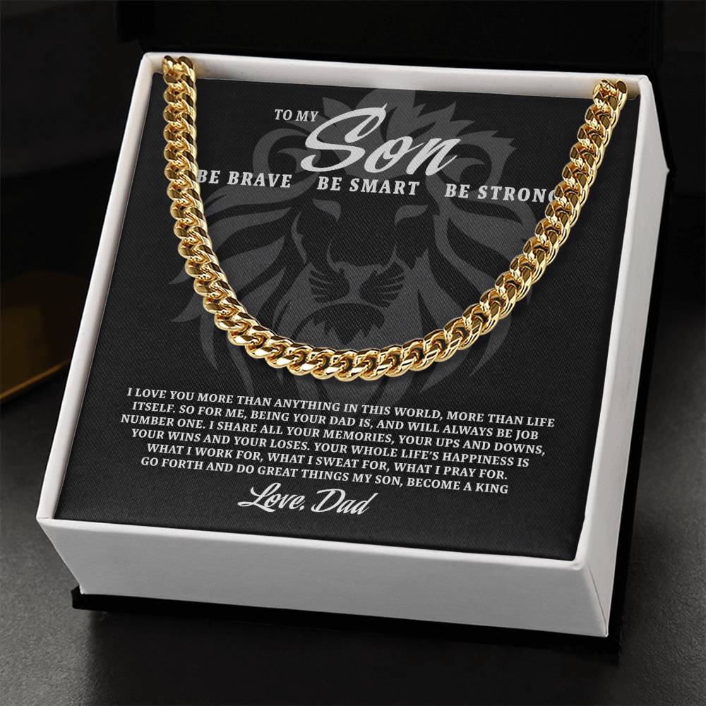 To My Son Be Brave Be Smart Be Strong Cuban Link Chain