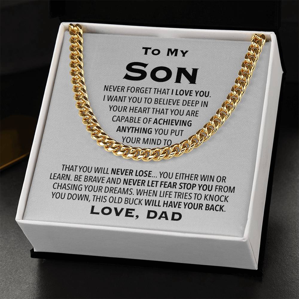 To My Son Gift From Dad Cuban Link Chain Necklace For Son Son Birthday Christmas Gift For Son