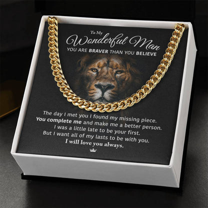 My Wonderful Man -Perfect Gift Idea Cuban Link Chain
