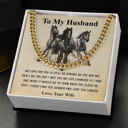 Husband Fathers Day Gift Silver Cuban Link Chain For Men Husband Birthday Gift Anniversary Gift For Horse Lover Cowboy